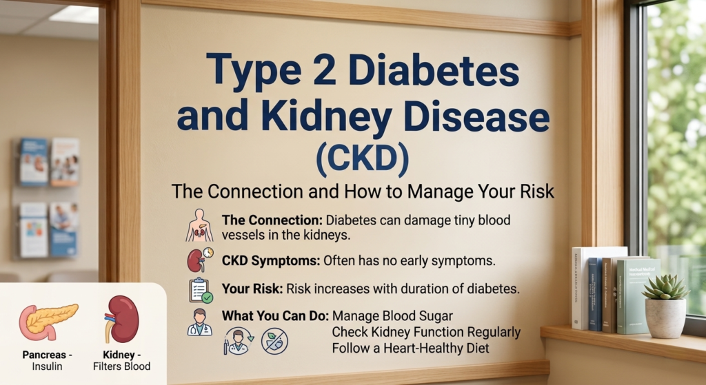 Understanding the link between type 2 diabetes and chronic kidney disease.